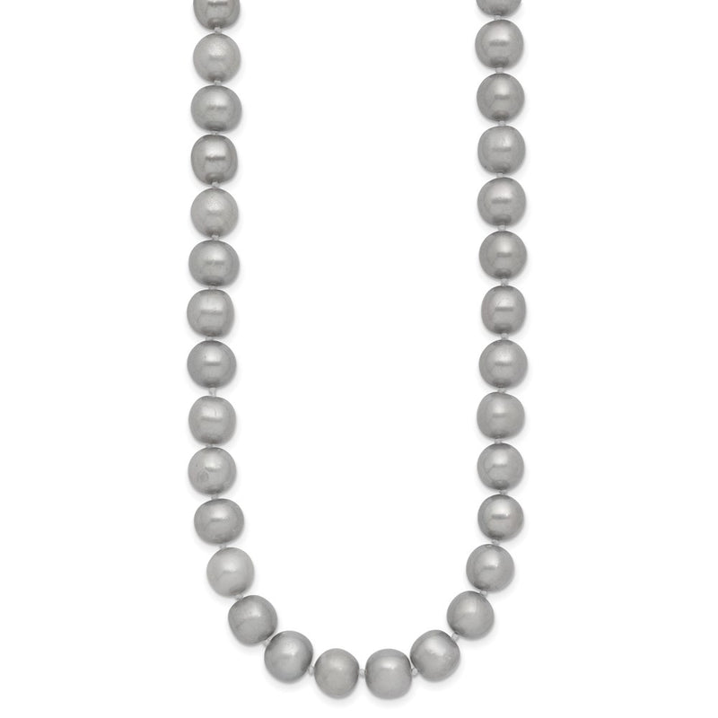 14K Yellow Gold 8-9mm Near Round Grey Fwc Pearl 16in Necklace