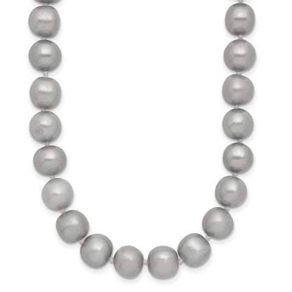 14K Yellow Gold 8-9mm Near Round Grey Fwc Pearl 16in Necklace