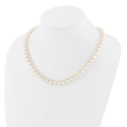 14K Yellow Gold 3-4mm and 7-8mm White Fwc Pearl 18in 2-Strand Necklace
