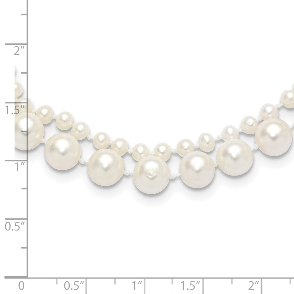 14K Yellow Gold 3-4mm and 7-8mm White Fwc Pearl 18in 2-Strand Necklace
