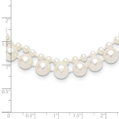 14K Yellow Gold 3-4mm and 7-8mm White Fwc Pearl 18in 2-Strand Necklace