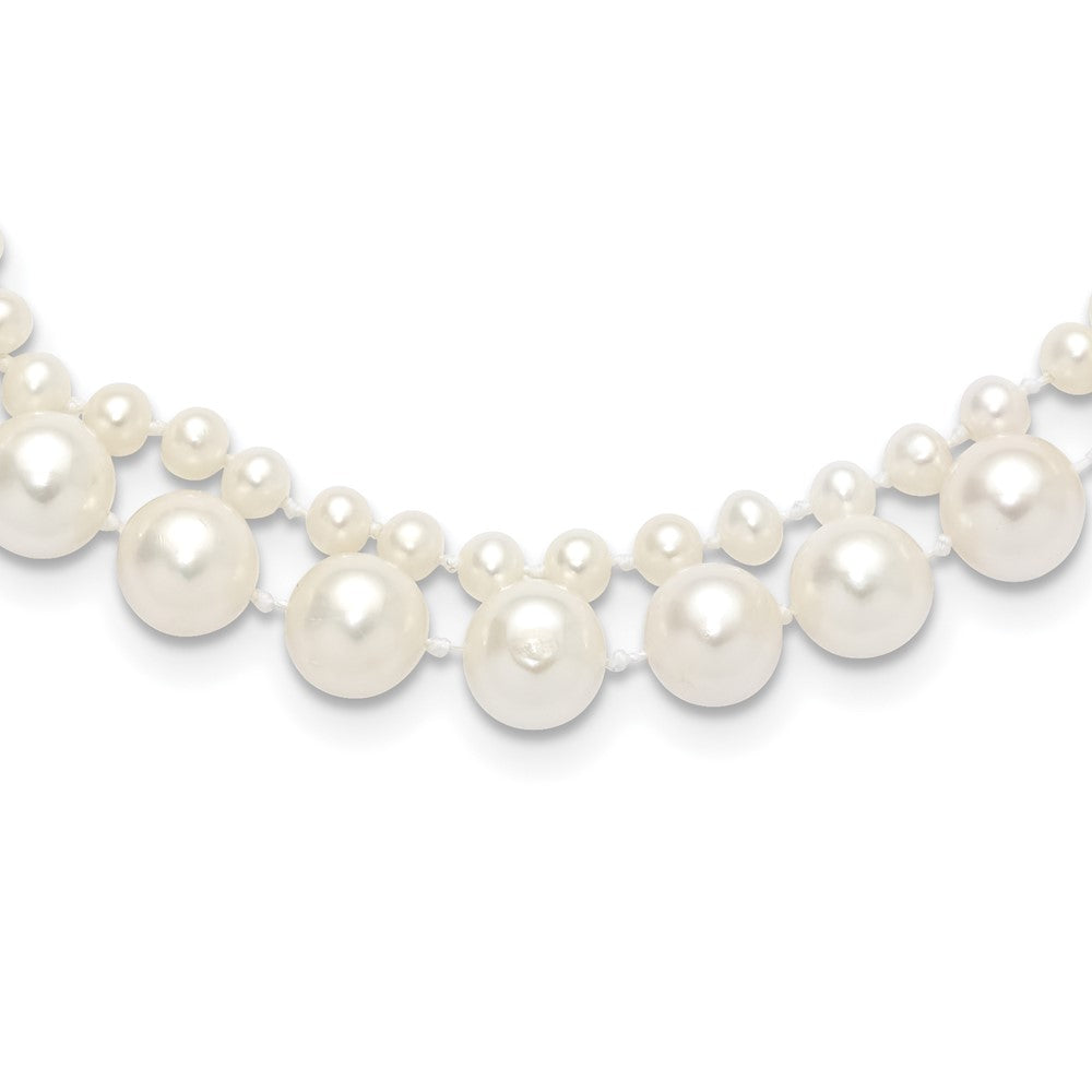 14K Yellow Gold 3-4mm and 7-8mm White Fwc Pearl 18in 2-Strand Necklace