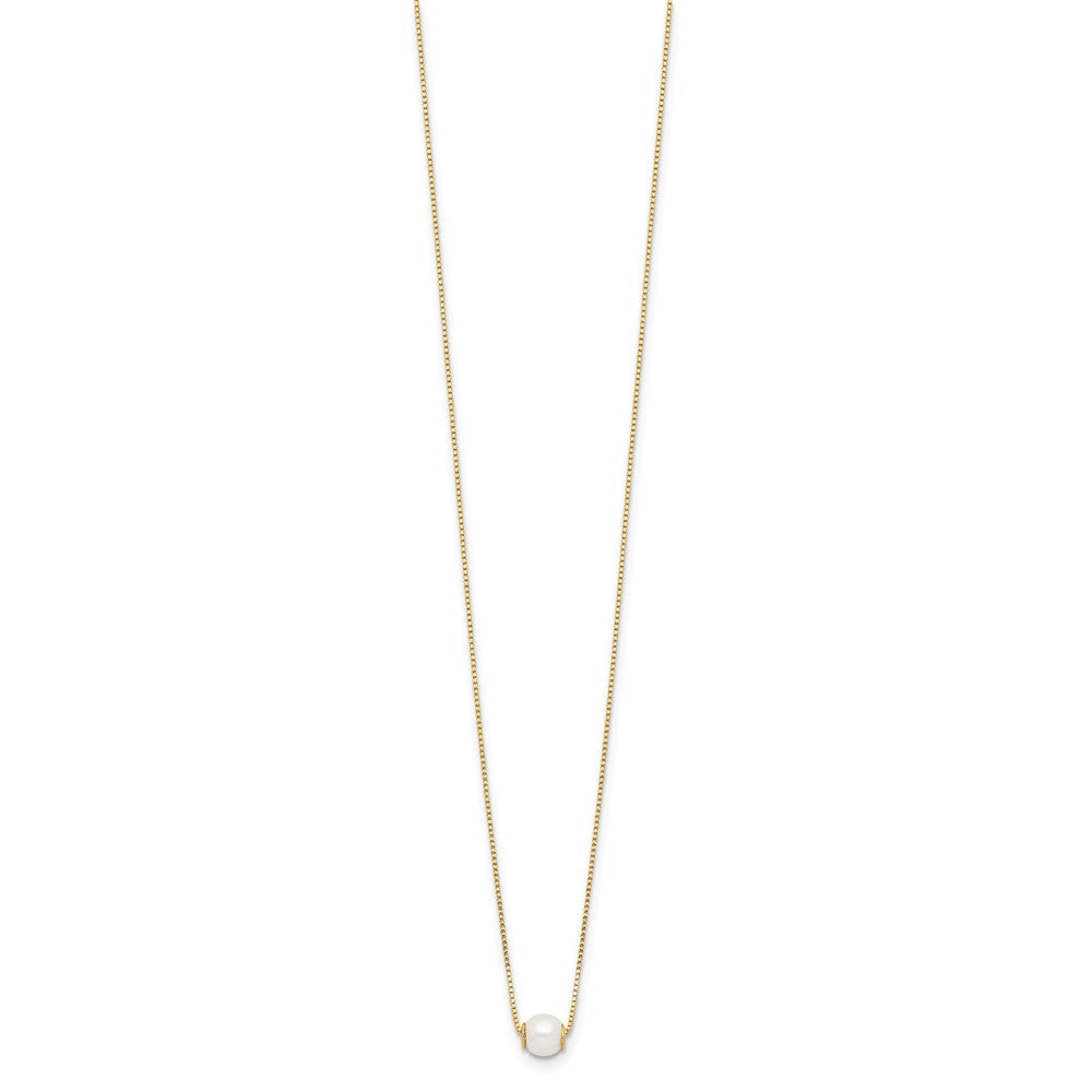 14K Yellow Gold 4-5mm Round White Freshwater Cultured Pearl 18in Necklace