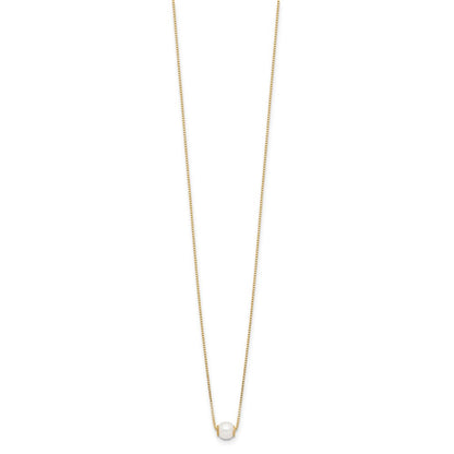 14K Yellow Gold 4-5mm Round White Freshwater Cultured Pearl 18in Necklace