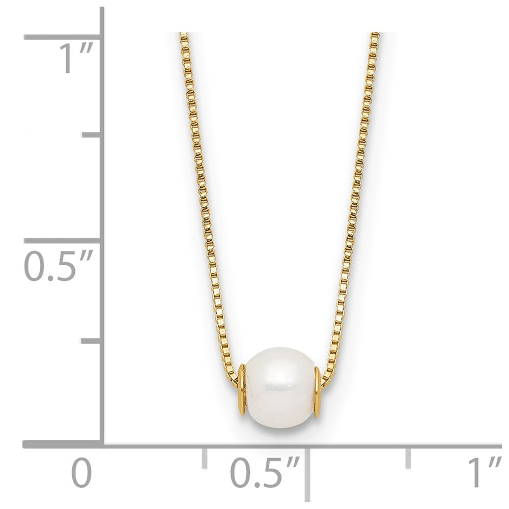 14K Yellow Gold 4-5mm Round White Freshwater Cultured Pearl 18in Necklace
