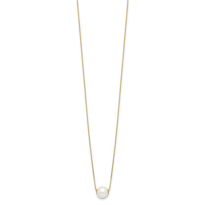 14K Yellow Gold 7-8mm Round White Freshwater Cultured Pearl 18in Necklace
