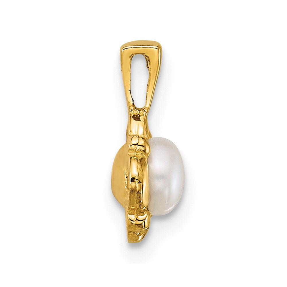 14K Yellow Gold Polished 4-5mm Button Freshwater Cultured Pearl Pendant