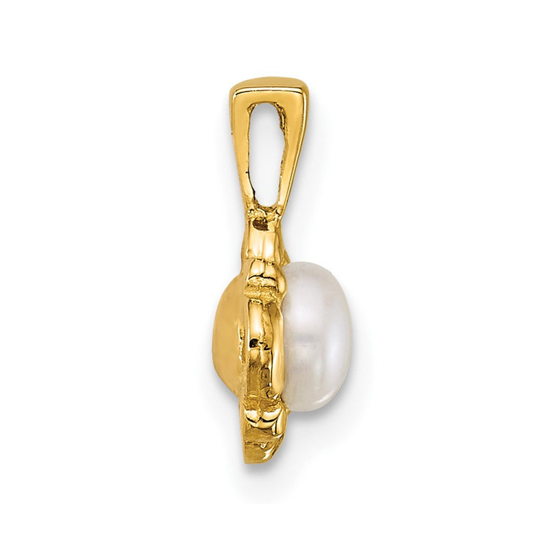 14K Yellow Gold Polished 4-5mm Button Freshwater Cultured Pearl Pendant