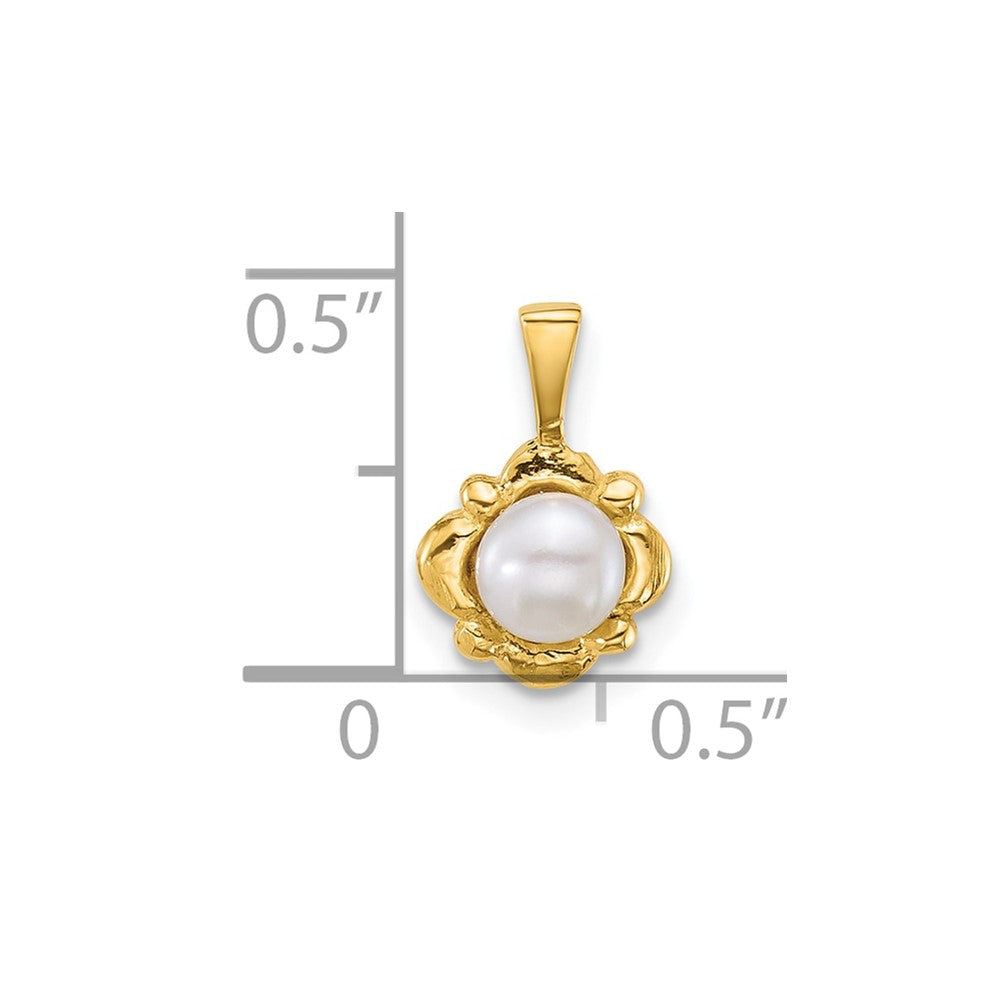 14K Yellow Gold Polished 4-5mm Button Freshwater Cultured Pearl Pendant