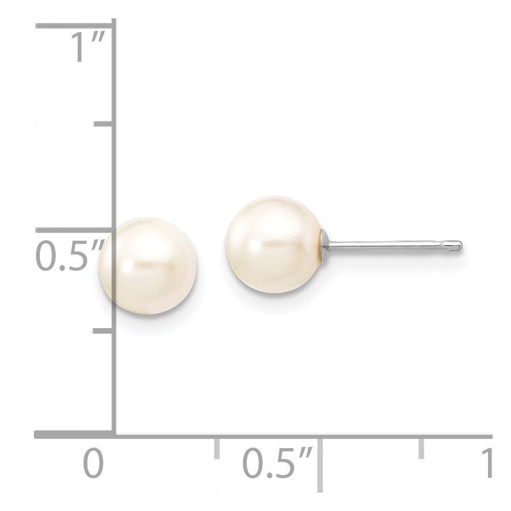 14K White Gold 6 7mm Round Akoya Saltwater Cultured Pearl Post Earrings