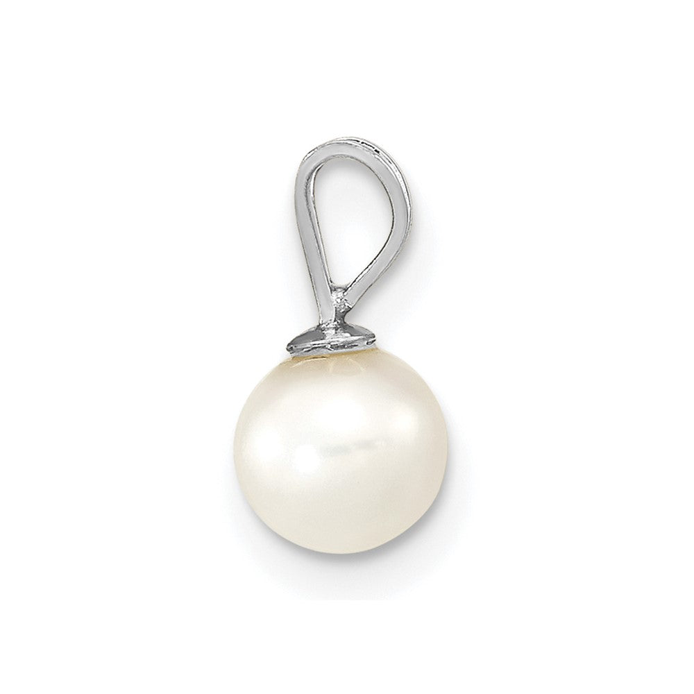 14K White Gold Wg 5-6mm Round White Freshwater Cultured Pearl Pendant