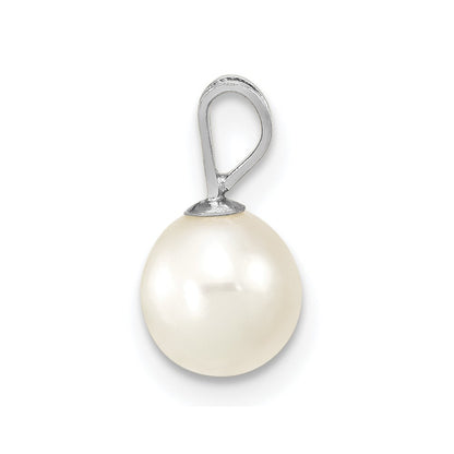14K White Gold Wg 6-7mm Round White Freshwater Cultured Pearl Pendant