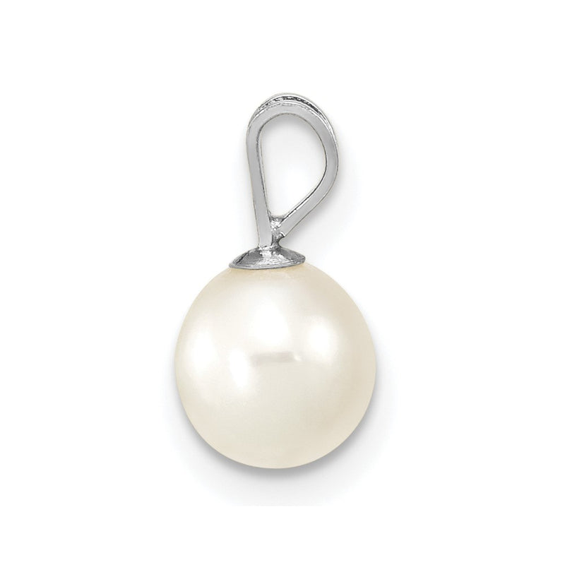 14K White Gold Wg 6-7mm Round White Freshwater Cultured Pearl Pendant
