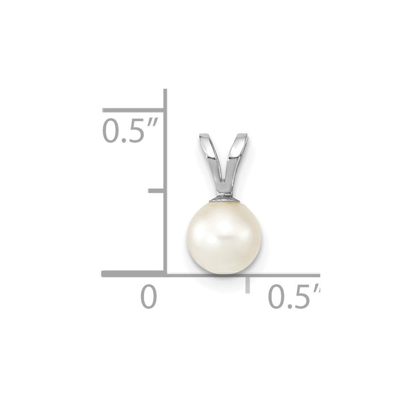 14k White Gold 14k White Gold 5-6mm White Round Akoya Saltwater Cultured Pendant