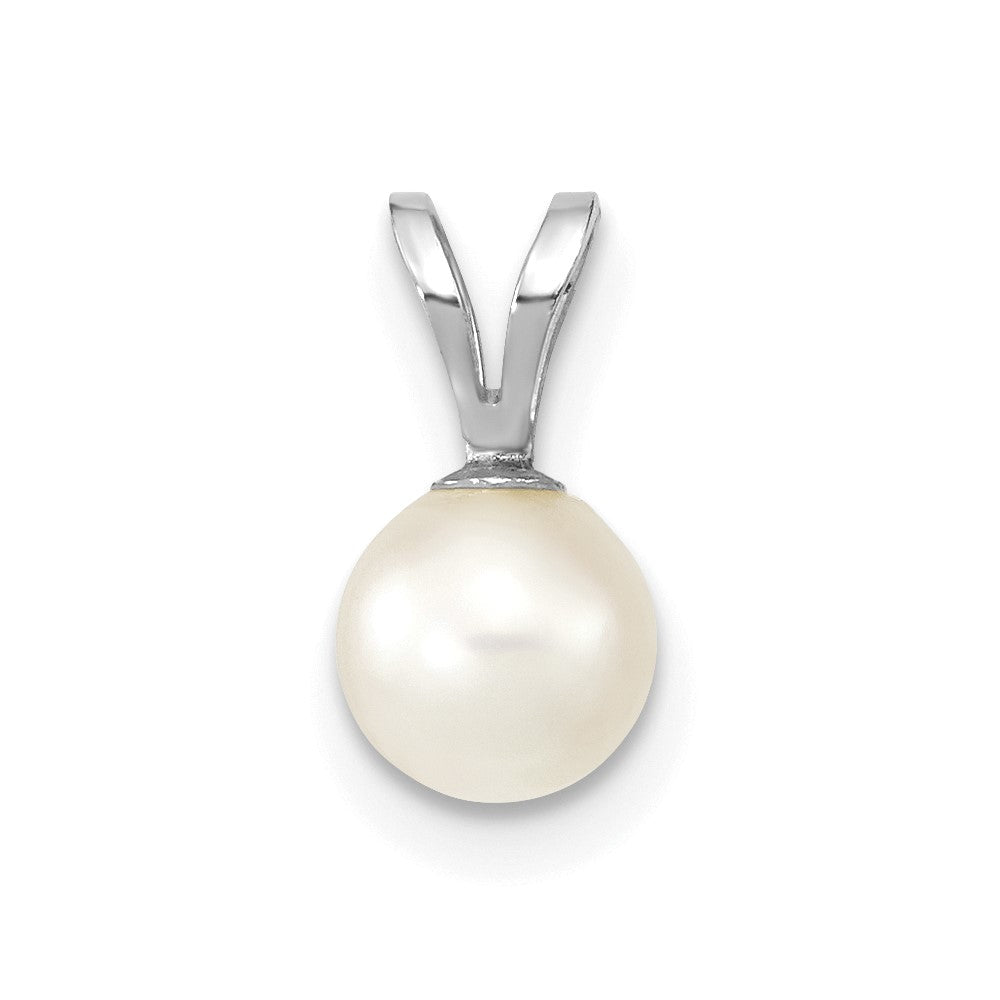 14k White Gold 14k White Gold 5-6mm White Round Akoya Saltwater Cultured Pendant