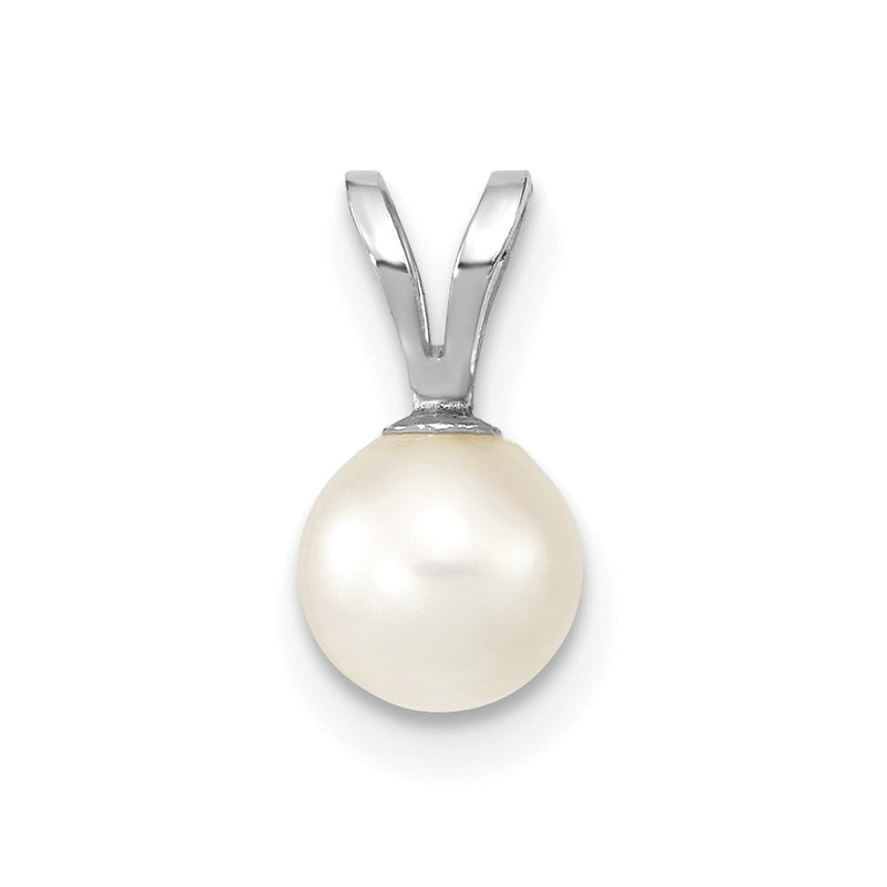 14k White Gold 14k White Gold 5-6mm White Round Akoya Saltwater Cultured Pendant