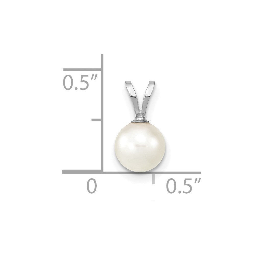 14k White Gold 14k White Gold 6-7mm White Round Akoya Saltwater Cultured Pendant