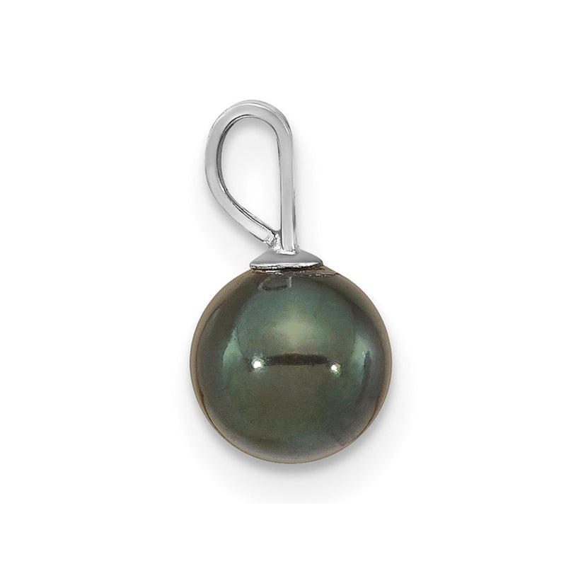 14k White Gold 14k White Gold 6-7mm Round Black Akoya Saltwater Cultured Pendant