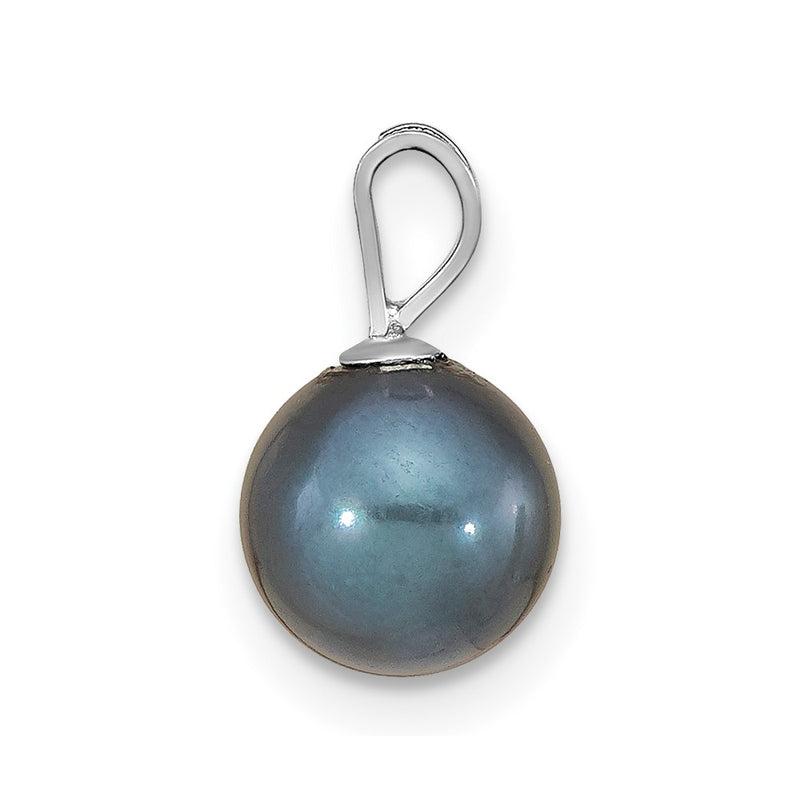 14k White Gold 14k White Gold 7-8mm Round Black Akoya Saltwater Cultured Pendant