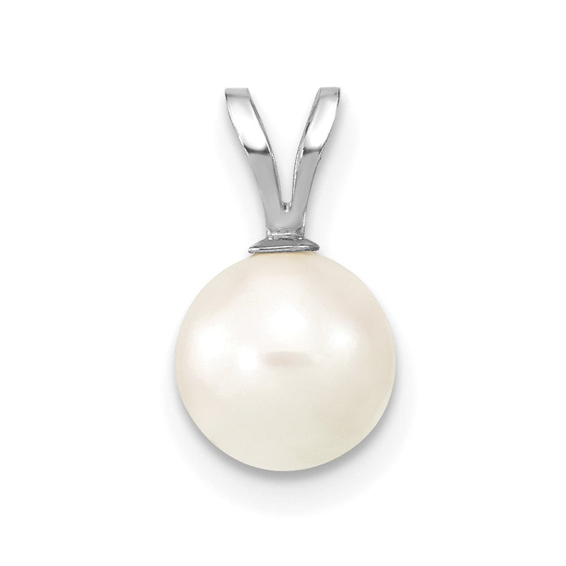 14k White Gold 14k White Gold 7-8mm White Round Akoya Saltwater Cultured Pendant