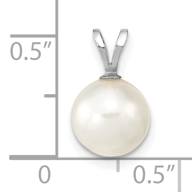 14k White Gold 14k White Gold 8-9mm White Round Akoya Saltwater Cultured Pendant
