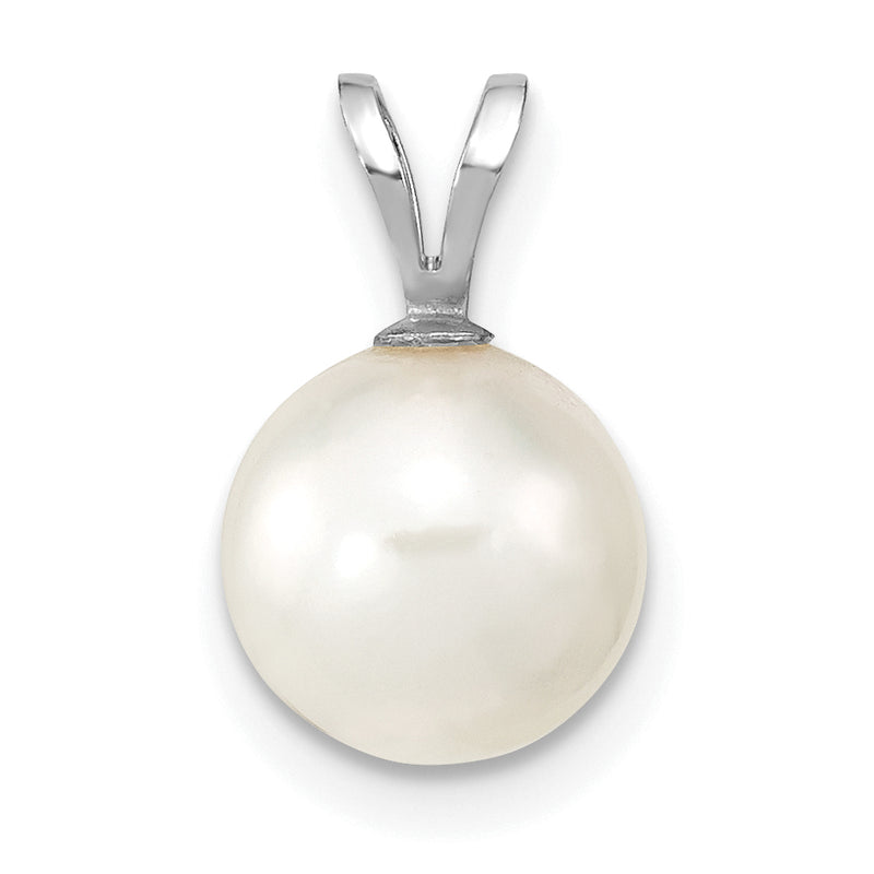 14k White Gold 14k White Gold 8-9mm White Round Akoya Saltwater Cultured Pendant