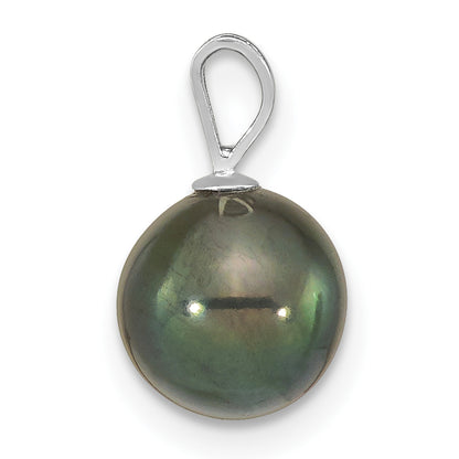 14k White Gold 14k White Gold 8-9mm Round Black Akoya Saltwater Cultured Pendant