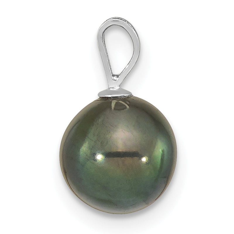 14k White Gold 14k White Gold 8-9mm Round Black Akoya Saltwater Cultured Pendant
