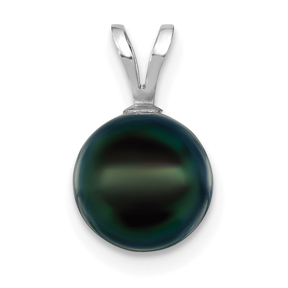 14k White Gold 14k White Gold 8-9mm Round Black Akoya Saltwater Cultured Pendant