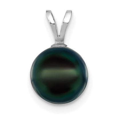 14k White Gold 14k White Gold 8-9mm Round Black Akoya Saltwater Cultured Pendant