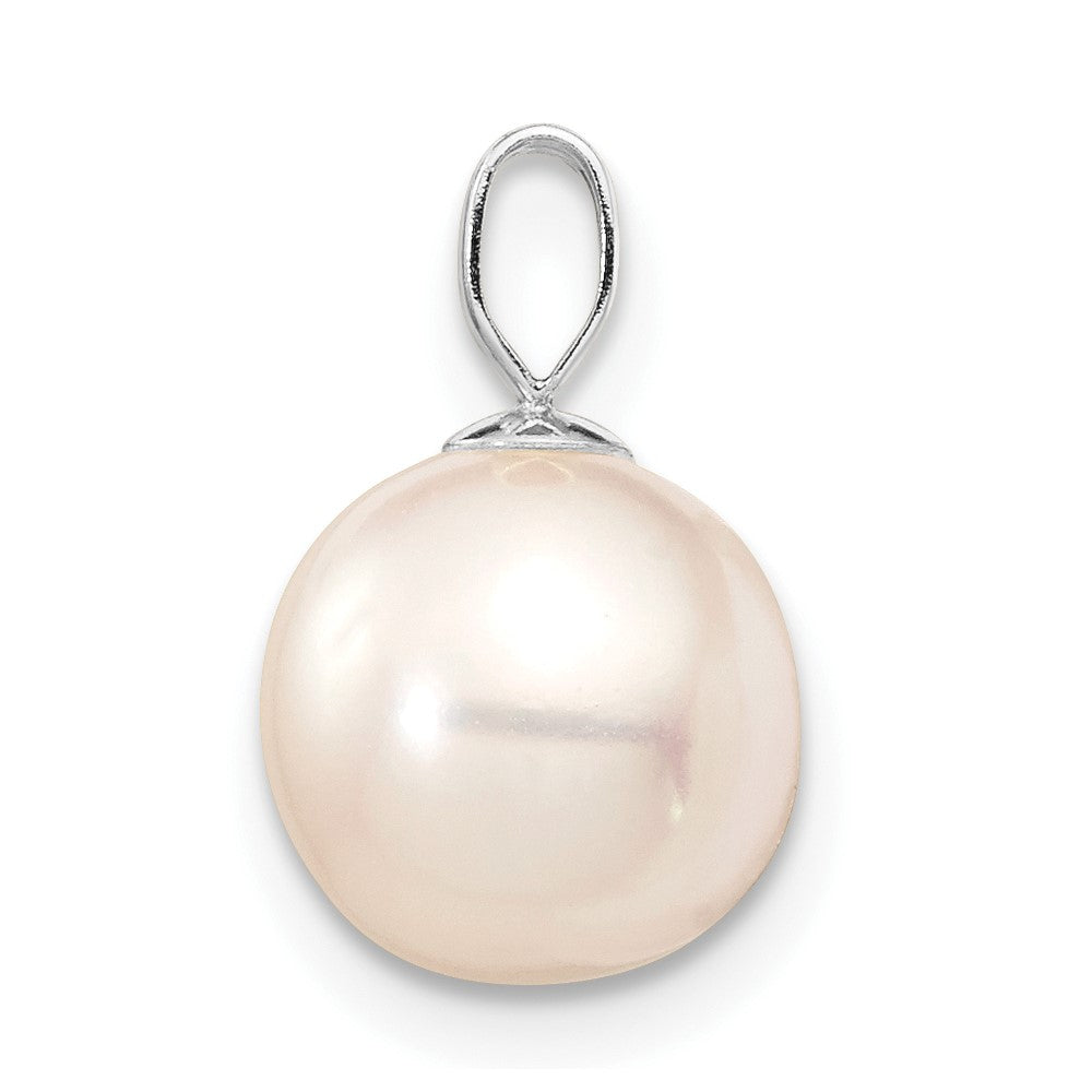 14K White Gold Wg 8-9mm Round White Freshwater Cultured Pearl Pendant