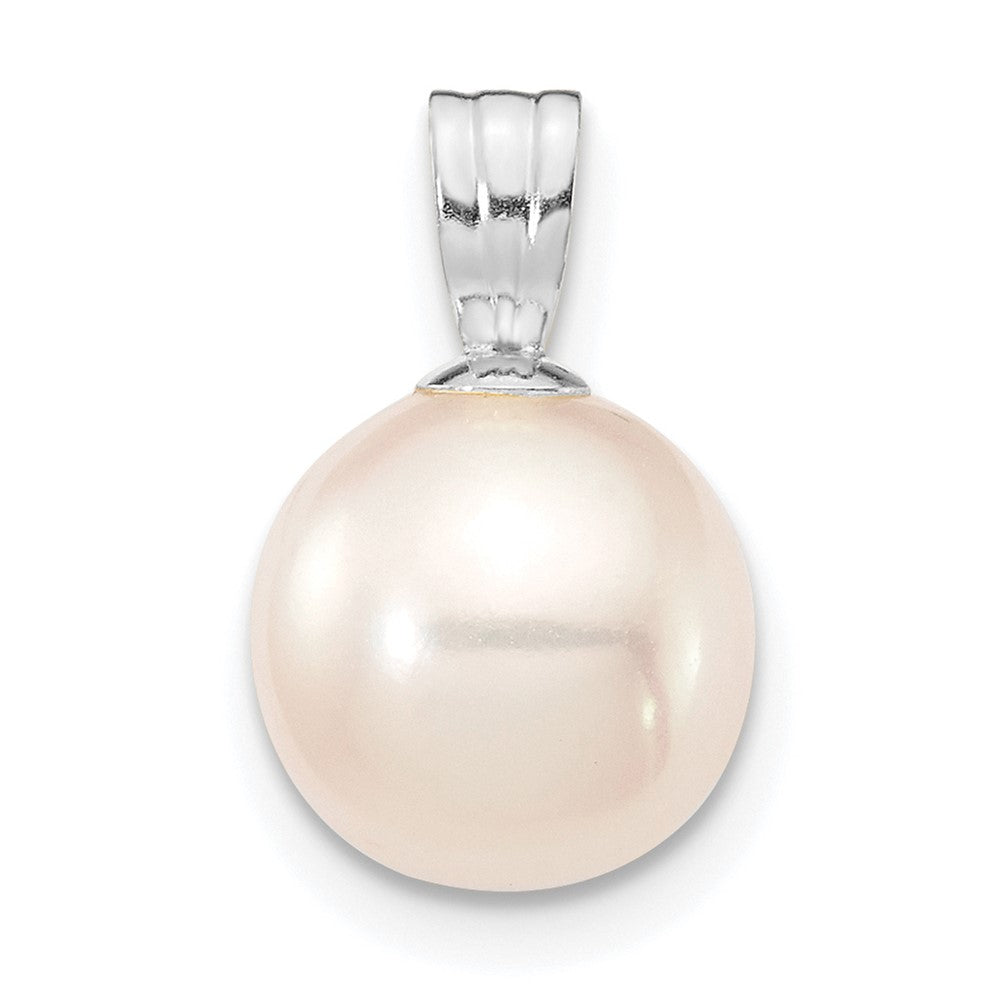 14K White Gold Wg 8-9mm Round White Freshwater Cultured Pearl Pendant