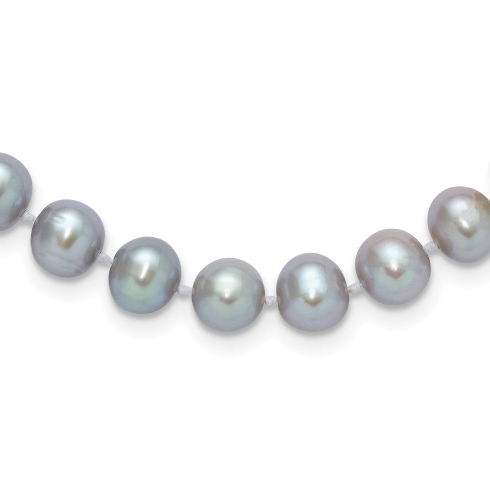 14K White Gold Wg 7-8mm Near Round Grey Fwc Pearl 16in Necklace