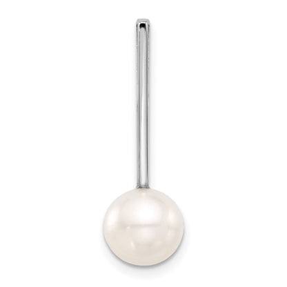 14K White Gold 8-9mm Round Freshwater Cultured Pearl Drop Chain Slide