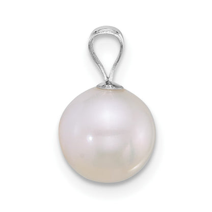 14K White Gold Wg 8-9mm Round White Freshwater Cultured Pearl Pendant