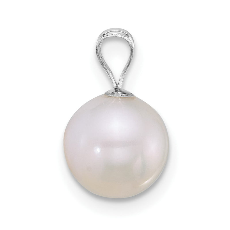 14K White Gold Wg 8-9mm Round White Freshwater Cultured Pearl Pendant