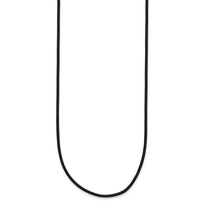 14K Yellow Gold 1.5mm 16in Black Leather Cord Necklace