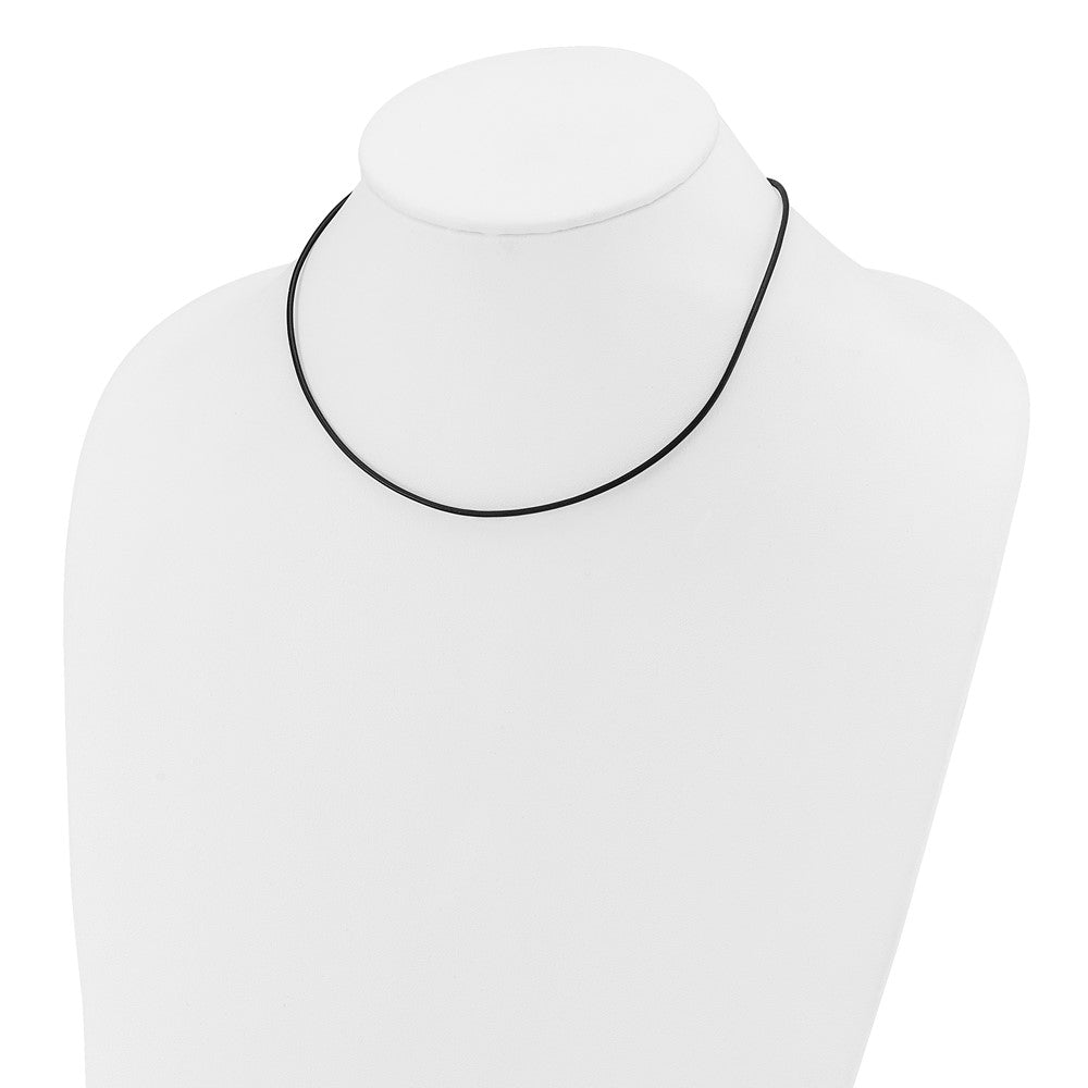 14K Yellow Gold 1.5mm 16in Black Leather Cord Necklace