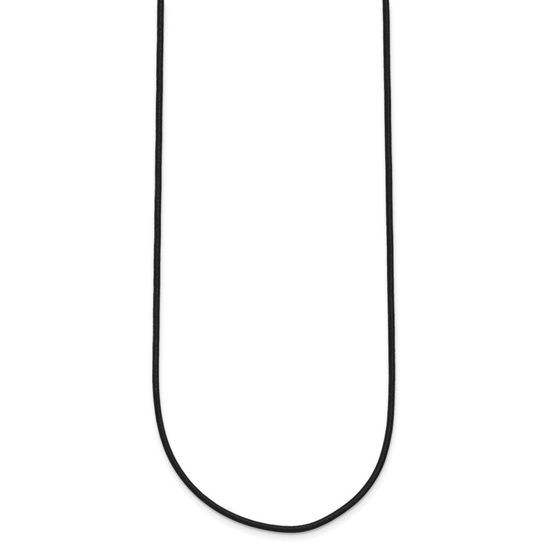 14K White Gold 1.5mm 16in Black Leather Cord Necklace