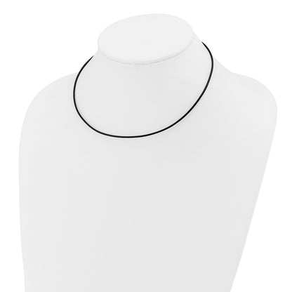 14K White Gold 1.5mm 16in Black Leather Cord Necklace