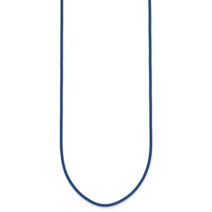 14K Yellow Gold 1.6mm 16in Royal Blue Leather Cord Necklace