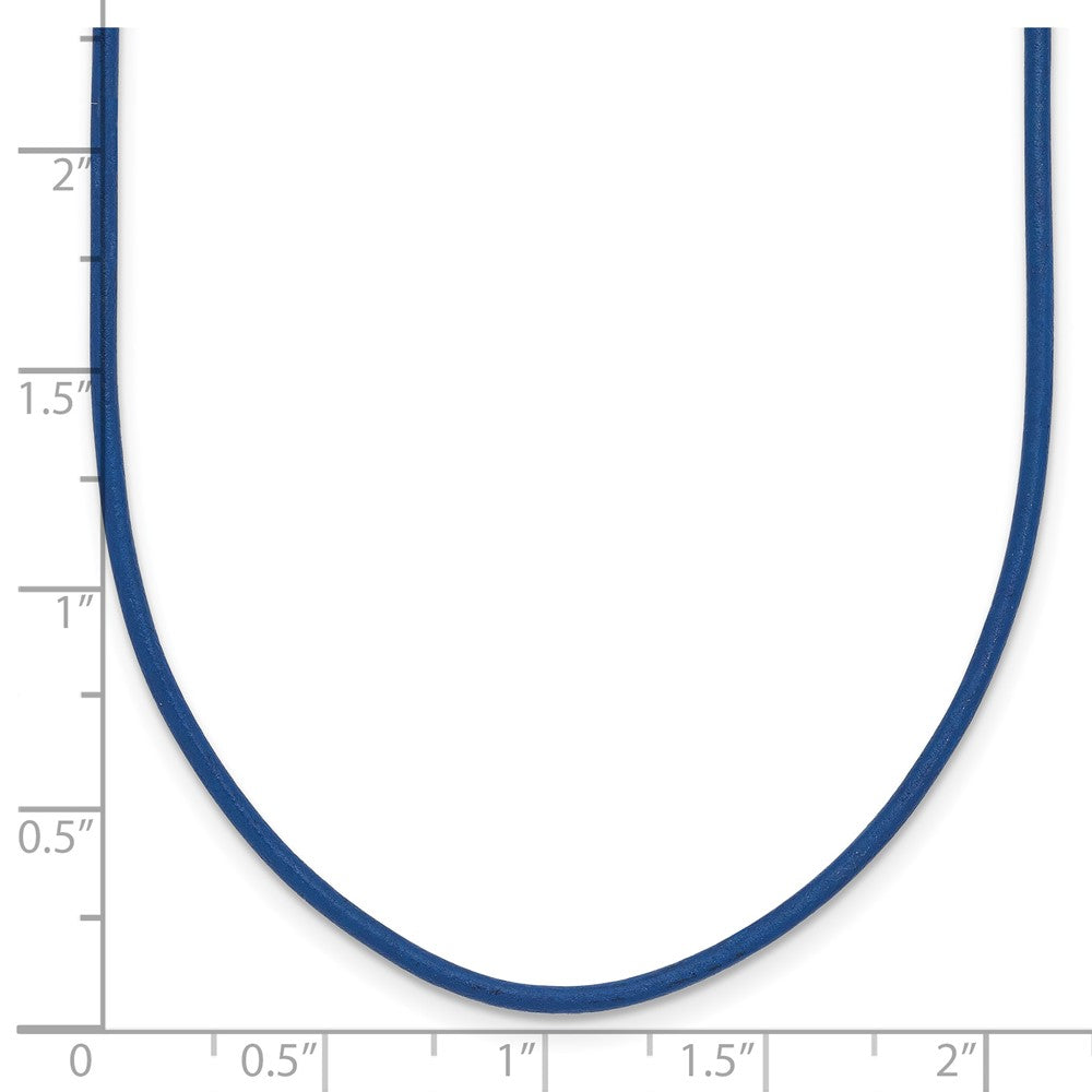 14K Yellow Gold 1.6mm 16in Royal Blue Leather Cord Necklace