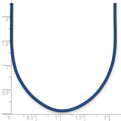 14K Yellow Gold 1.6mm 16in Royal Blue Leather Cord Necklace