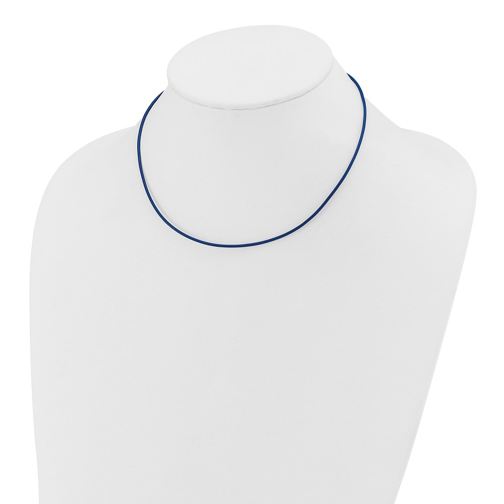 14K Yellow Gold 1.6mm 16in Royal Blue Leather Cord Necklace