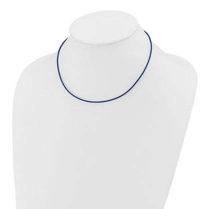 14K Yellow Gold 1.6mm 16in Royal Blue Leather Cord Necklace