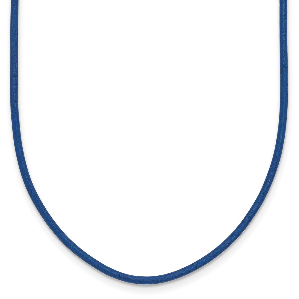 14K Yellow Gold 1.6mm 16in Royal Blue Leather Cord Necklace