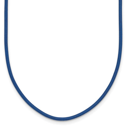 14K Yellow Gold 1.6mm 16in Royal Blue Leather Cord Necklace