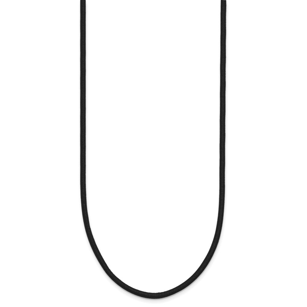 14K Yellow Gold 2mm 16in Black Leather Cord Necklace