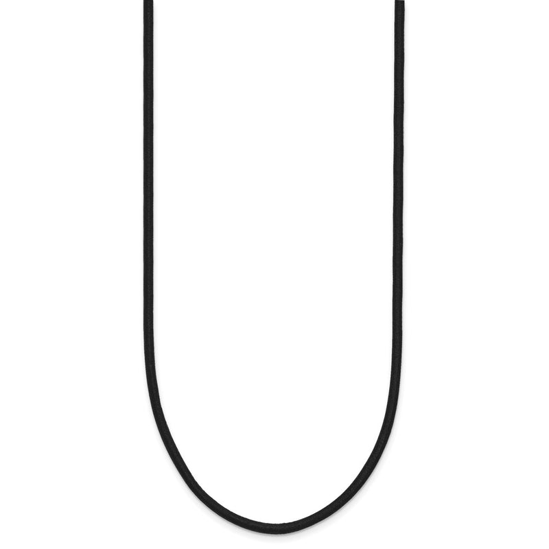 14K Yellow Gold 2mm 16in Black Leather Cord Necklace