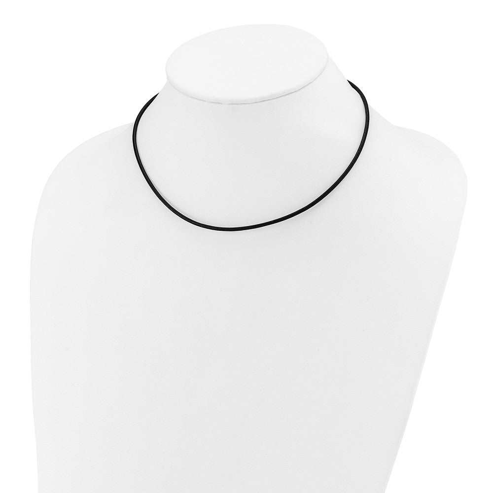 14K Yellow Gold 2mm 16in Black Leather Cord Necklace